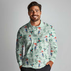 Australia Christmas Long Sleeve Polo Shirt Aussie Kookaburra Watercolor Seamless Style - Aussie Hoodie