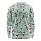 Australia Christmas Long Sleeve Shirt Aussie Kookaburra Watercolor Seamless Style - Aussie Hoodie