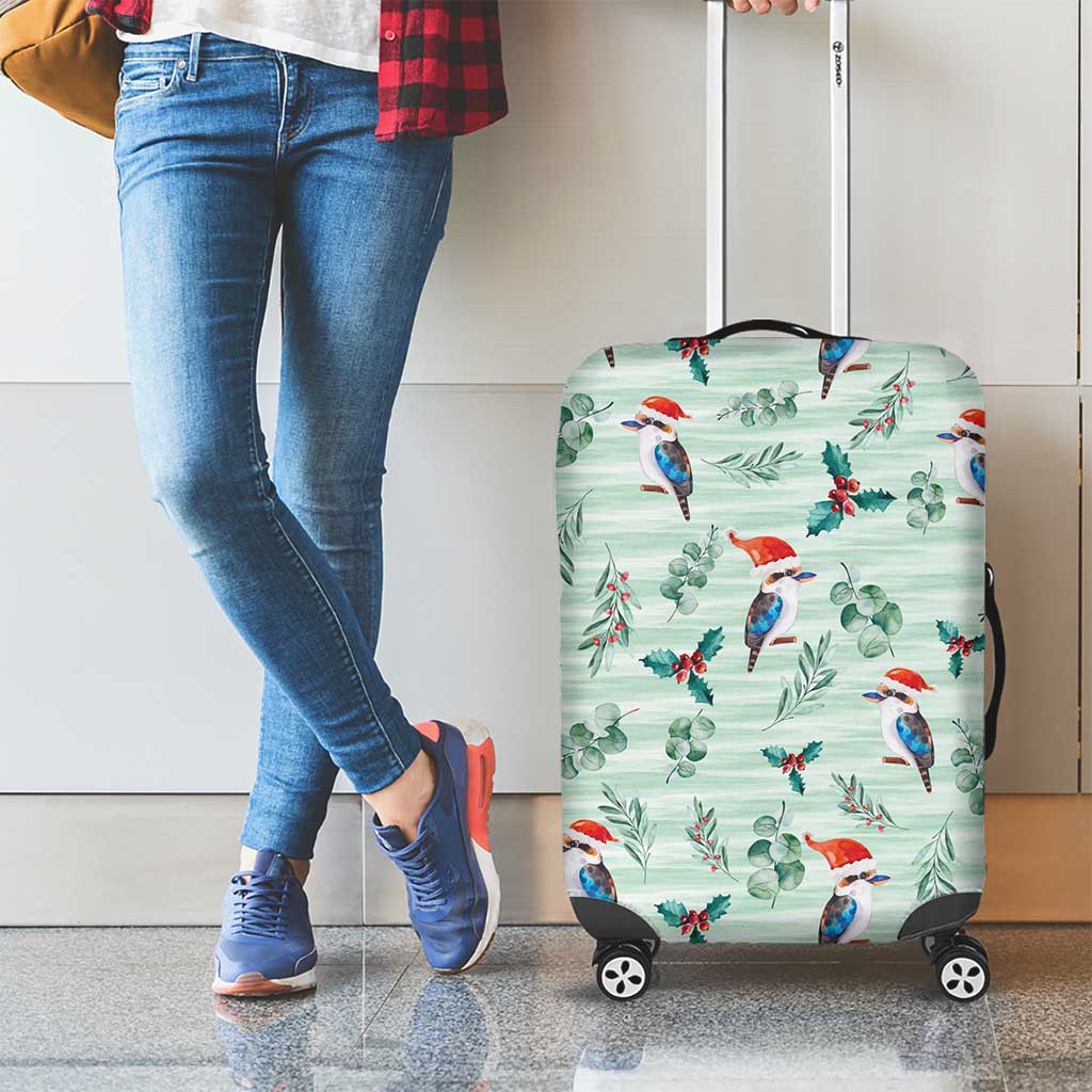 Australia Christmas Luggage Cover Aussie Kookaburra Watercolor Seamless Style - Aussie Hoodie