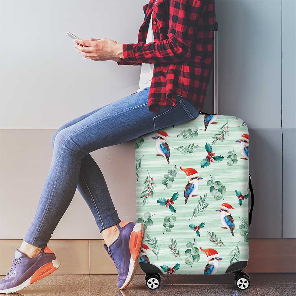Australia Christmas Luggage Cover Aussie Kookaburra Watercolor Seamless Style - Aussie Hoodie