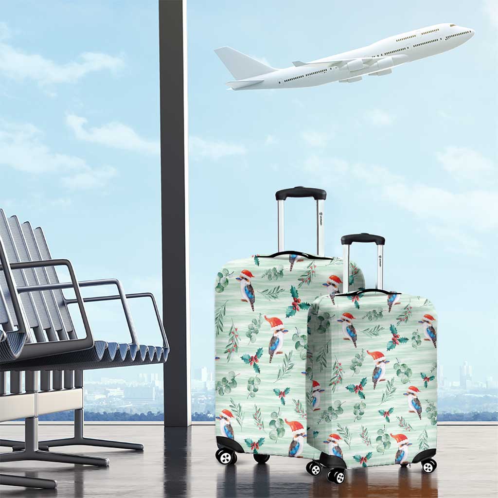 Australia Christmas Luggage Cover Aussie Kookaburra Watercolor Seamless Style - Aussie Hoodie