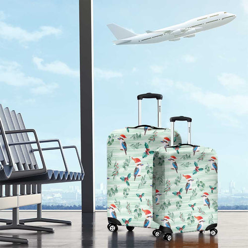 Australia Christmas Luggage Cover Aussie Kookaburra Watercolor Seamless Style - Aussie Hoodie
