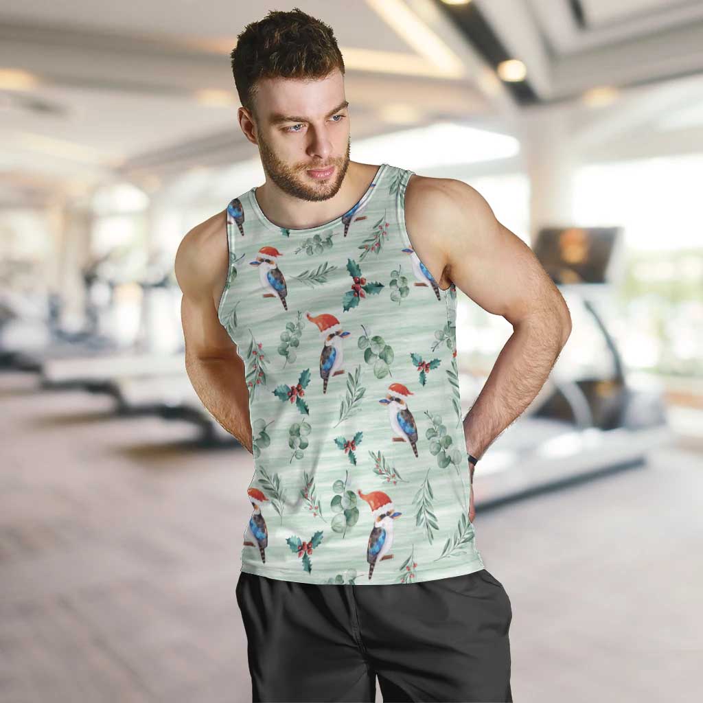 Australia Christmas Men Tank Top Aussie Kookaburra Watercolor Seamless Style - Aussie Hoodie