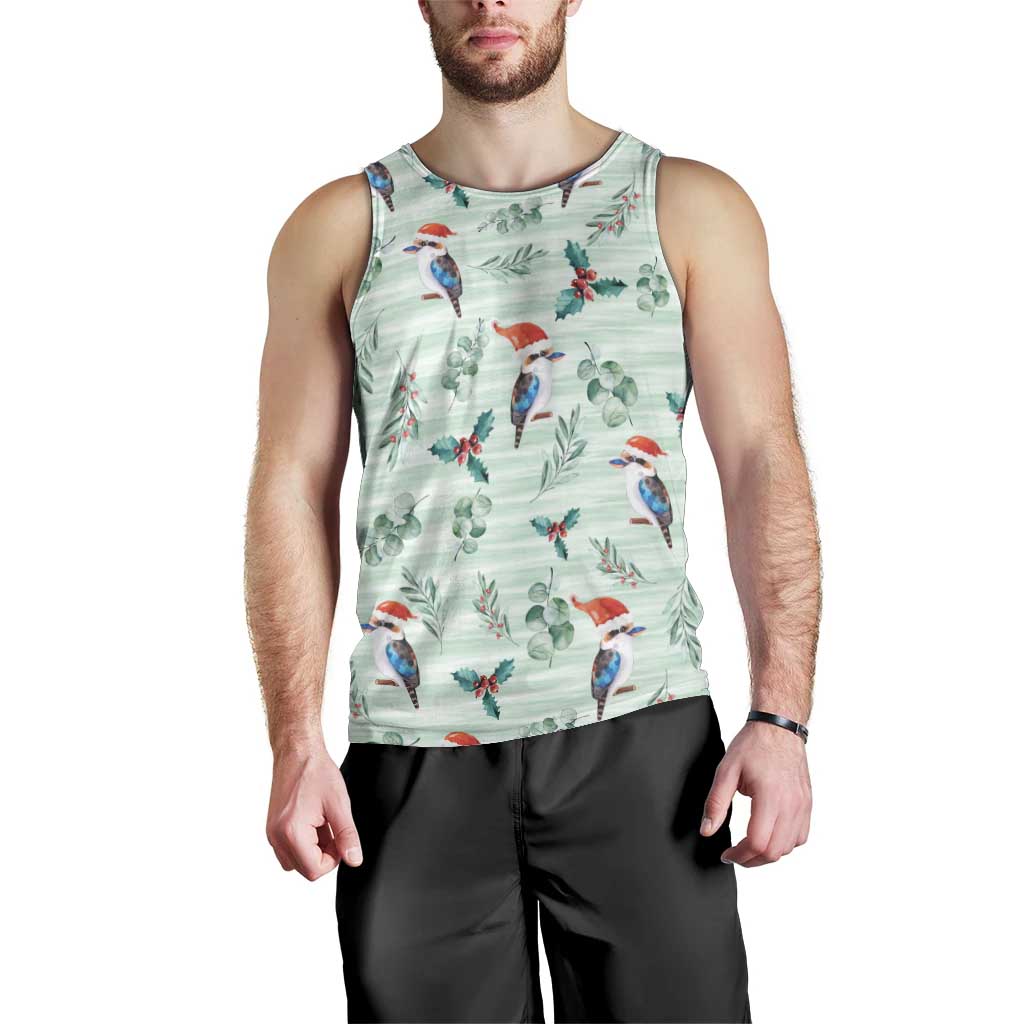 Australia Christmas Men Tank Top Aussie Kookaburra Watercolor Seamless Style - Aussie Hoodie