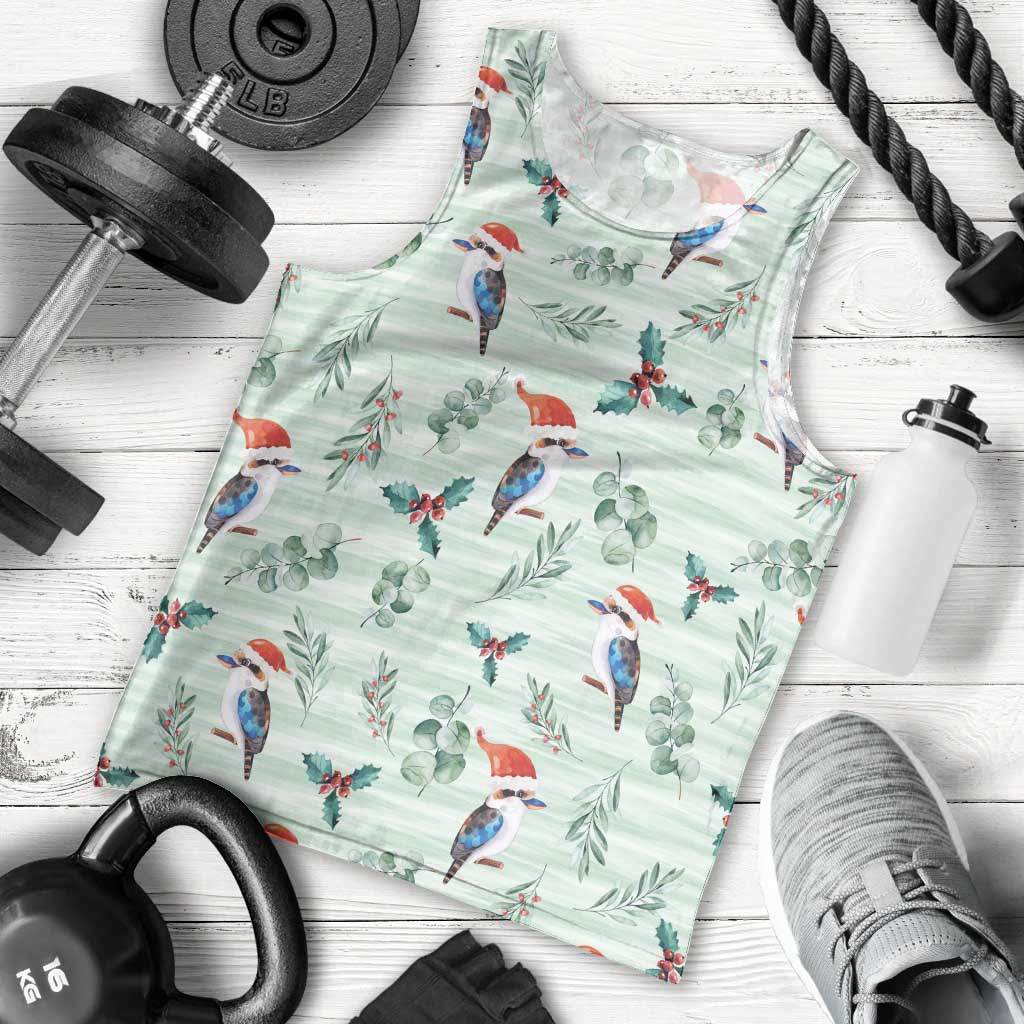Australia Christmas Men Tank Top Aussie Kookaburra Watercolor Seamless Style - Aussie Hoodie