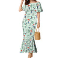 Australia Christmas Mermaid Dress Aussie Kookaburra Watercolor Seamless Style - Aussie Hoodie