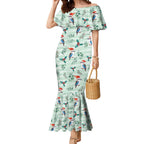 Australia Christmas Mermaid Dress Aussie Kookaburra Watercolor Seamless Style - Aussie Hoodie