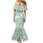 Australia Christmas Mermaid Dress Aussie Kookaburra Watercolor Seamless Style - Aussie Hoodie