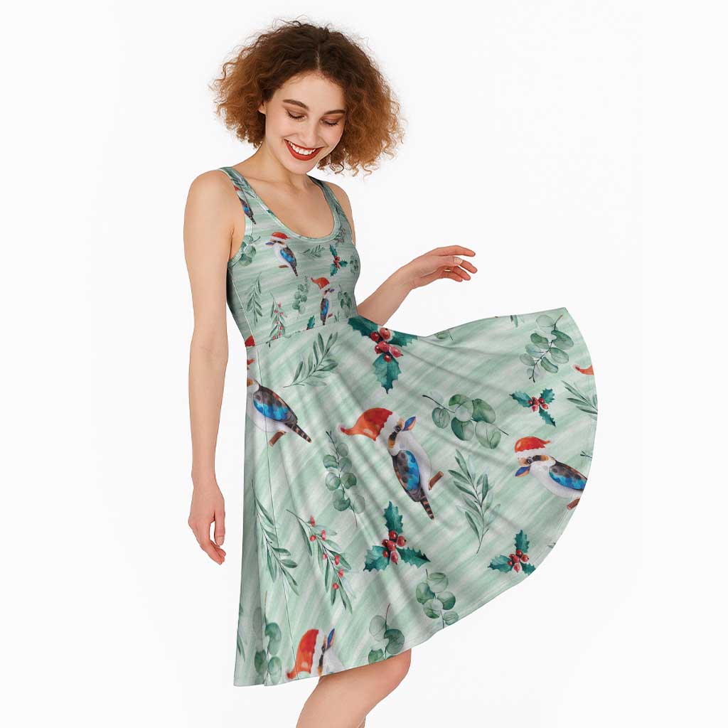Australia Christmas Midi Dress Aussie Kookaburra Watercolor Seamless Style - Aussie Hoodie