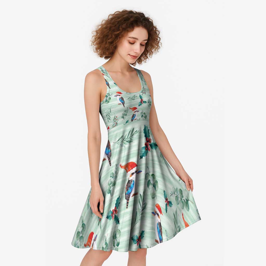 Australia Christmas Midi Dress Aussie Kookaburra Watercolor Seamless Style - Aussie Hoodie