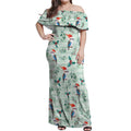 Australia Christmas Off Shoulder Maxi Dress Aussie Kookaburra Watercolor Seamless Style - Aussie Hoodie