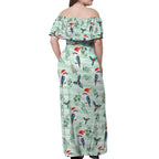 Australia Christmas Off Shoulder Maxi Dress Aussie Kookaburra Watercolor Seamless Style - Aussie Hoodie