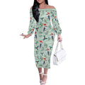 Australia Christmas Off The Shoulder Long Sleeve Dress Aussie Kookaburra Watercolor Seamless Style - Aussie Hoodie