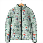 Australia Christmas Padded Jacket Aussie Kookaburra Watercolor Seamless Style - Aussie Hoodie