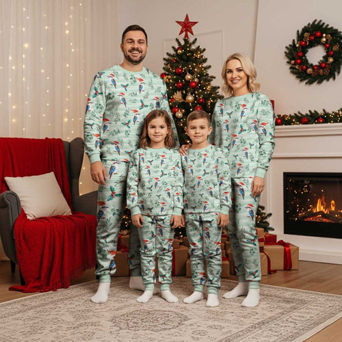 Australia Christmas Pajama Set Aussie Kookaburra Watercolor Seamless Style - Aussie Hoodie
