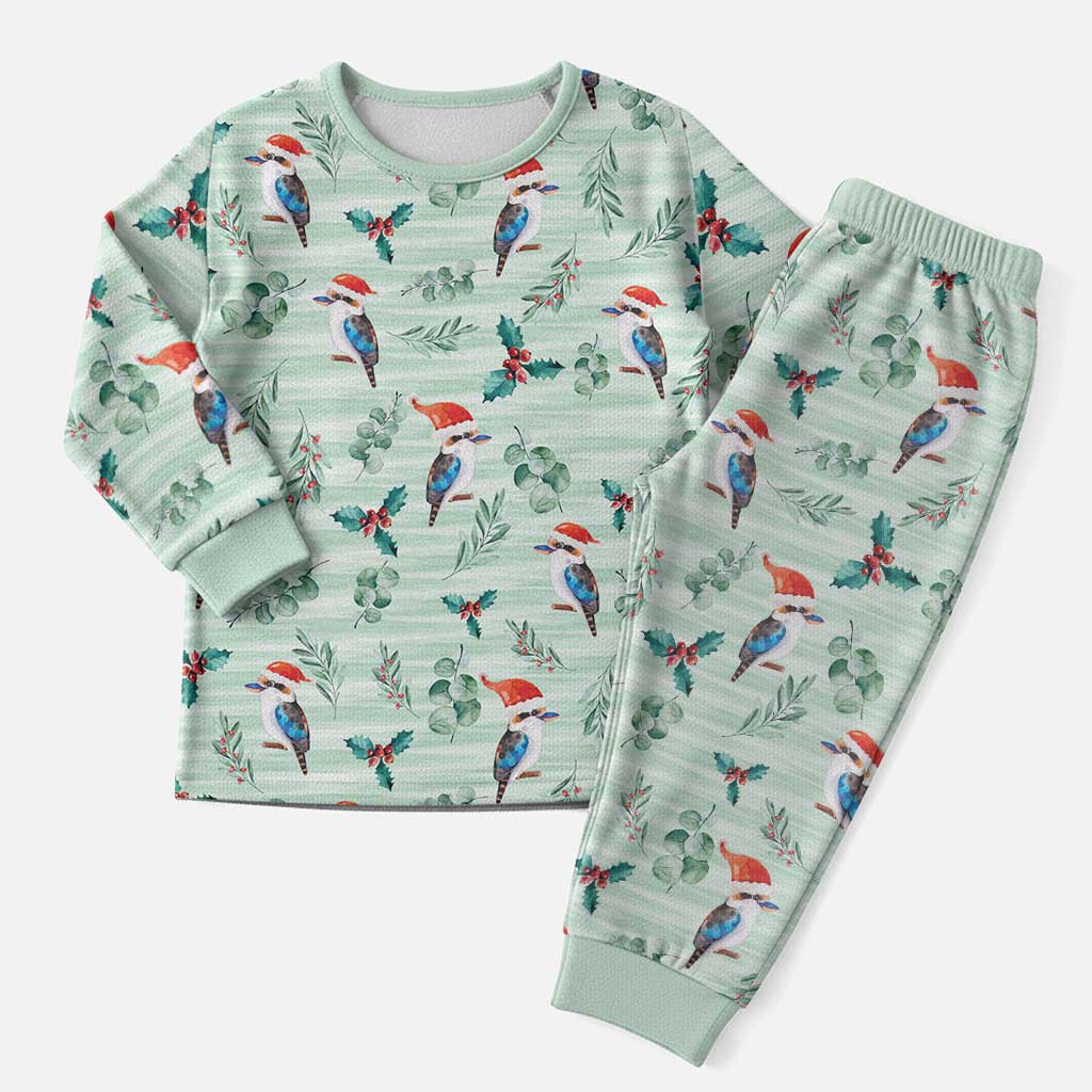 Australia Christmas Pajama Set Aussie Kookaburra Watercolor Seamless Style - Aussie Hoodie
