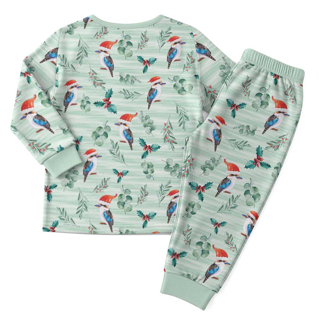 Australia Christmas Pajama Set Aussie Kookaburra Watercolor Seamless Style - Aussie Hoodie