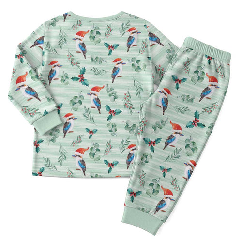 Australia Christmas Pajama Set Aussie Kookaburra Watercolor Seamless Style - Aussie Hoodie