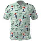 Australia Christmas Polo Shirt Aussie Kookaburra Watercolor Seamless Style - Aussie Hoodie