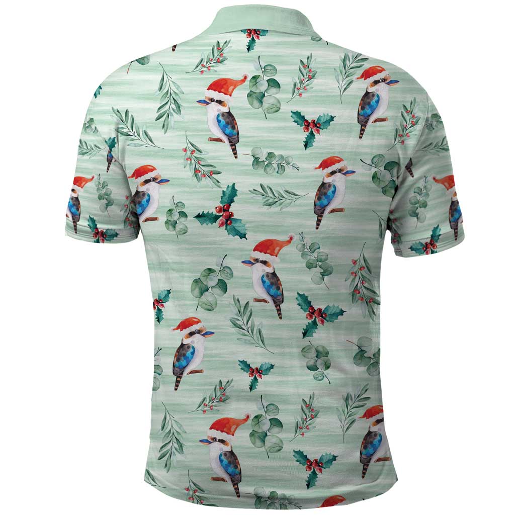 Australia Christmas Polo Shirt Aussie Kookaburra Watercolor Seamless Style - Aussie Hoodie