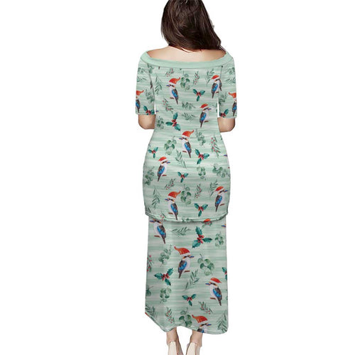 Australia Christmas Puletasi Aussie Kookaburra Watercolor Seamless Style - Aussie Hoodie