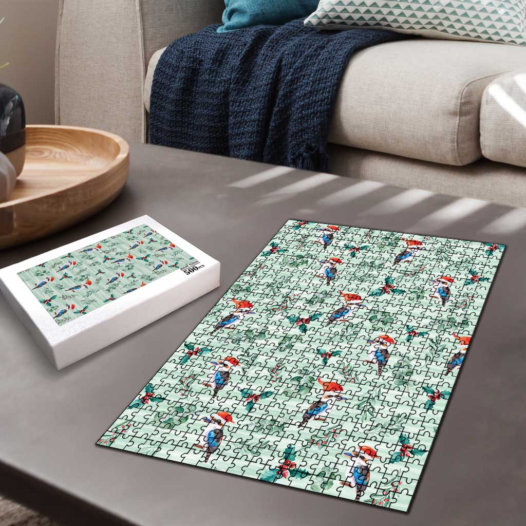 Australia Christmas Puzzle Aussie Kookaburra Watercolor Seamless Style - Aussie Hoodie