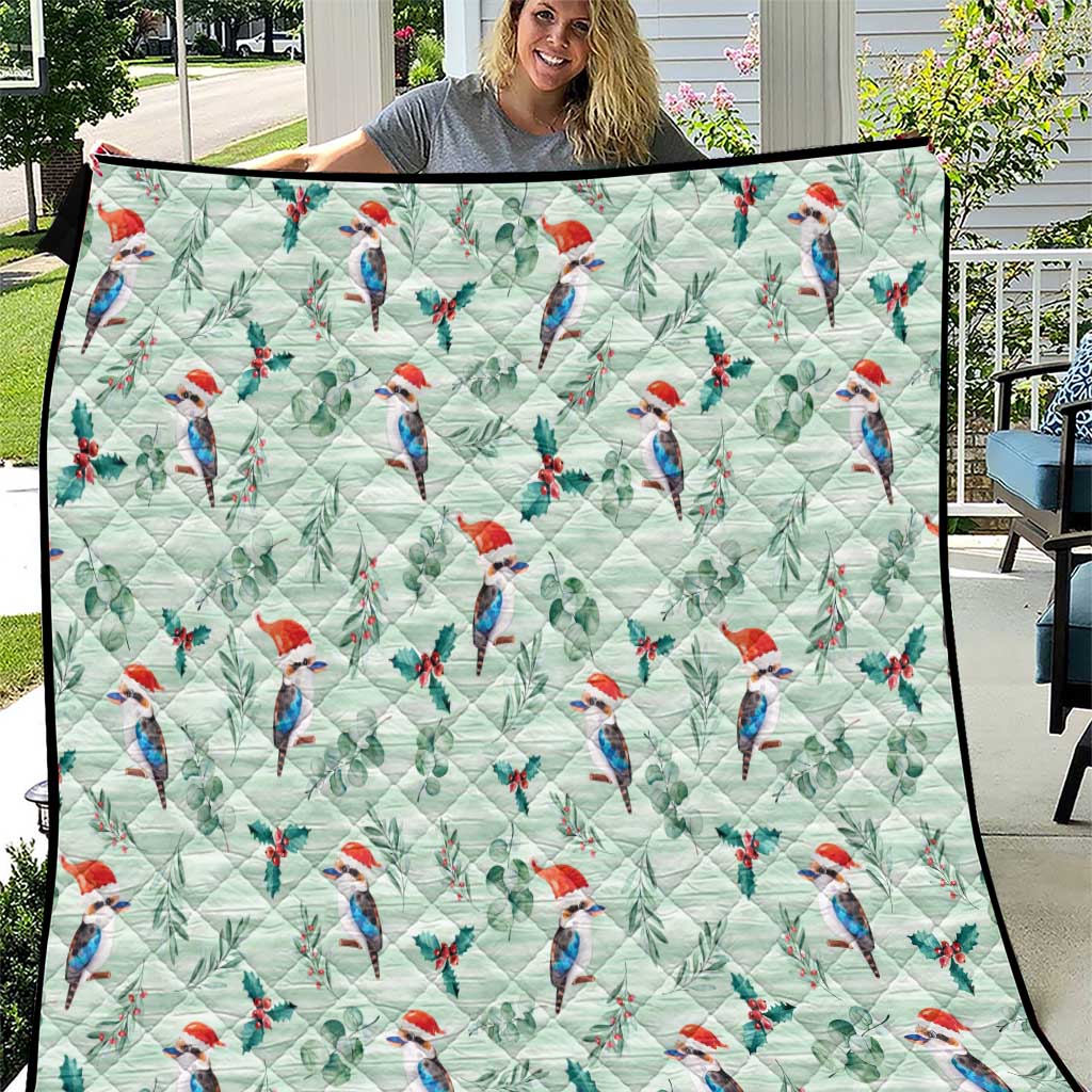 Australia Christmas Quilt Aussie Kookaburra Watercolor Seamless Style - Aussie Hoodie