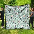 Australia Christmas Quilt Aussie Kookaburra Watercolor Seamless Style - Aussie Hoodie
