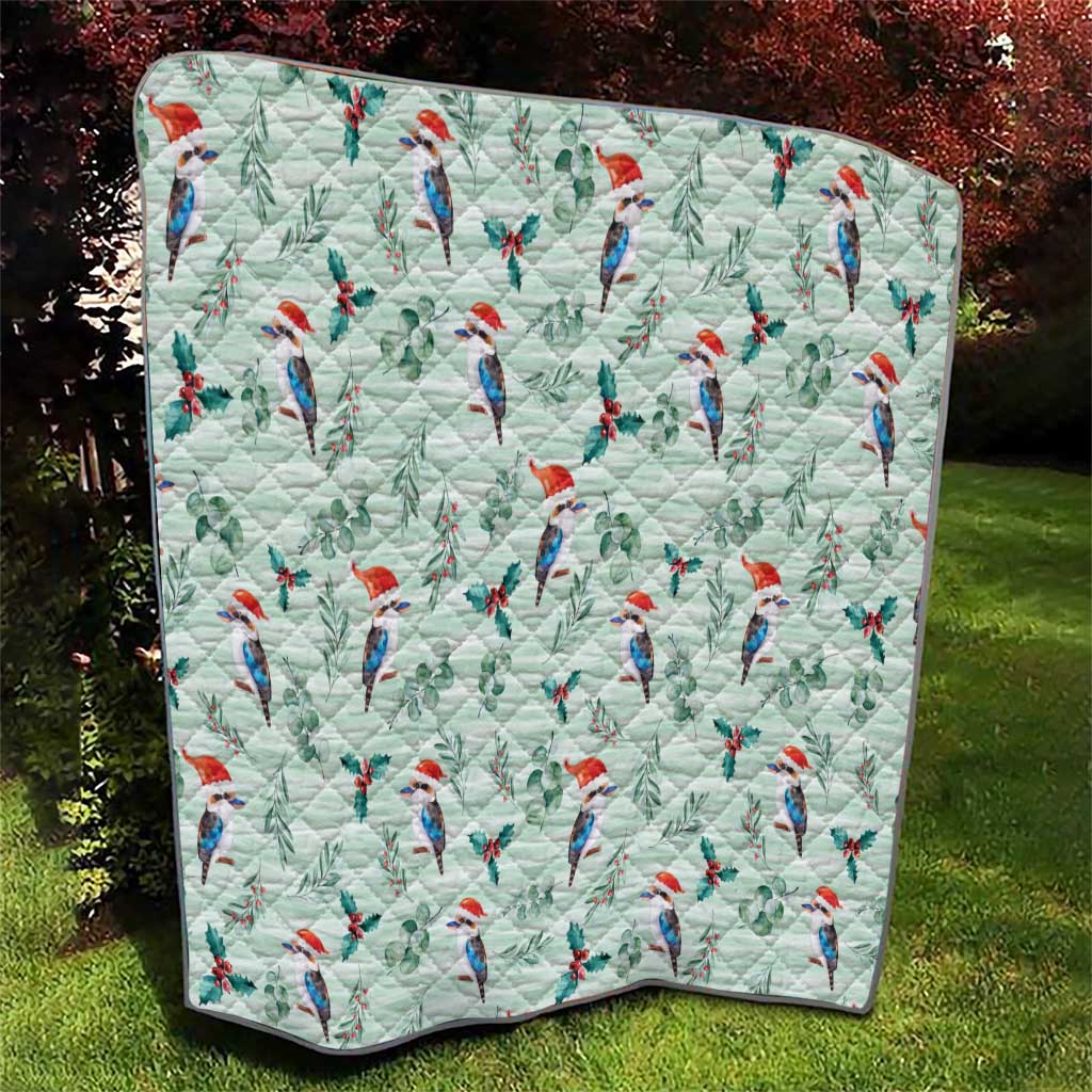 Australia Christmas Quilt Aussie Kookaburra Watercolor Seamless Style - Aussie Hoodie