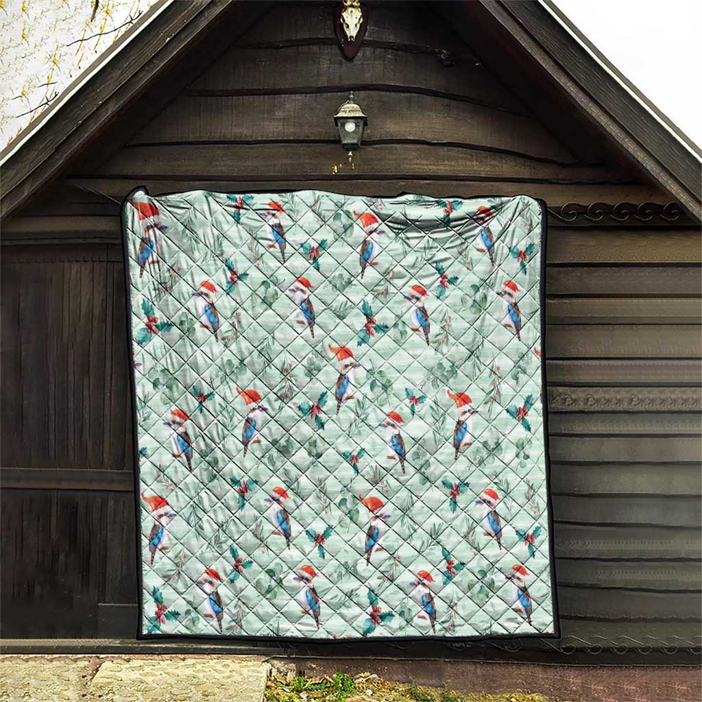 Australia Christmas Quilt Aussie Kookaburra Watercolor Seamless Style - Aussie Hoodie
