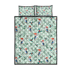 Australia Christmas Quilt Bed Set Aussie Kookaburra Watercolor Seamless Style - Aussie Hoodie
