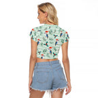 Australia Christmas Raglan Cropped T Shirt Aussie Kookaburra Watercolor Seamless Style - Aussie Hoodie
