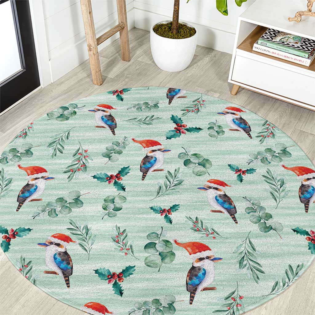 Australia Christmas Round Carpet Aussie Kookaburra Watercolor Seamless Style - Aussie Hoodie