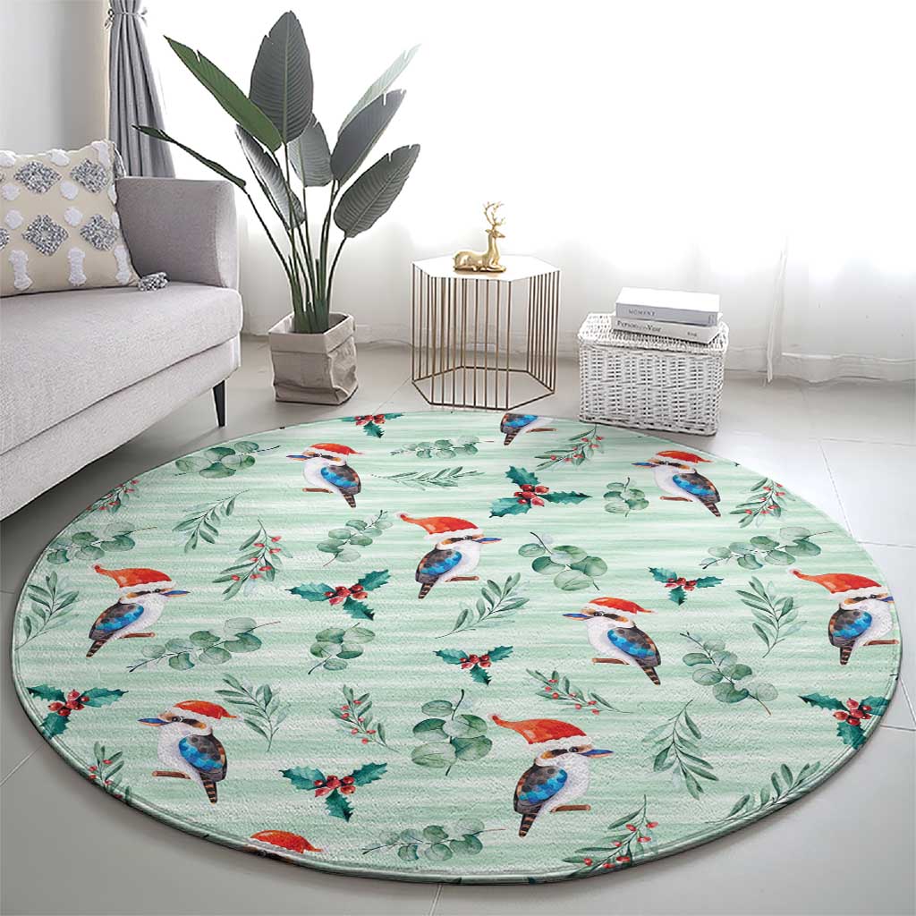Australia Christmas Round Carpet Aussie Kookaburra Watercolor Seamless Style - Aussie Hoodie