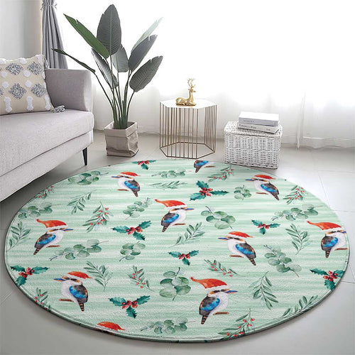 Australia Christmas Round Carpet Aussie Kookaburra Watercolor Seamless Style - Aussie Hoodie