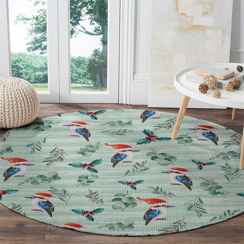 Australia Christmas Round Carpet Aussie Kookaburra Watercolor Seamless Style - Aussie Hoodie