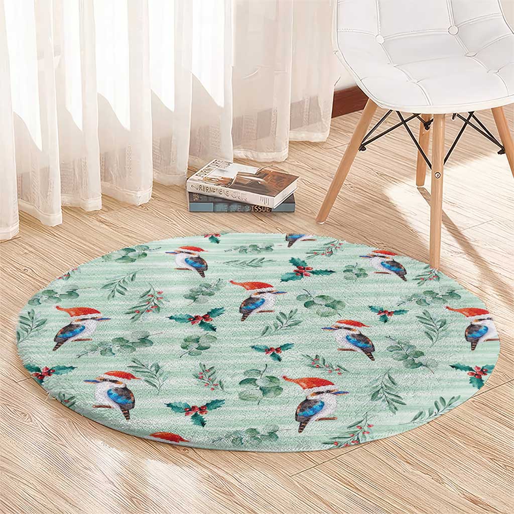Australia Christmas Round Carpet Aussie Kookaburra Watercolor Seamless Style - Aussie Hoodie