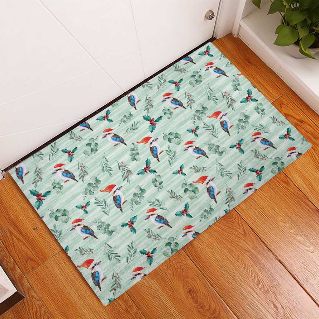 Australia Christmas Rubber Doormat Aussie Kookaburra Watercolor Seamless Style - Aussie Hoodie