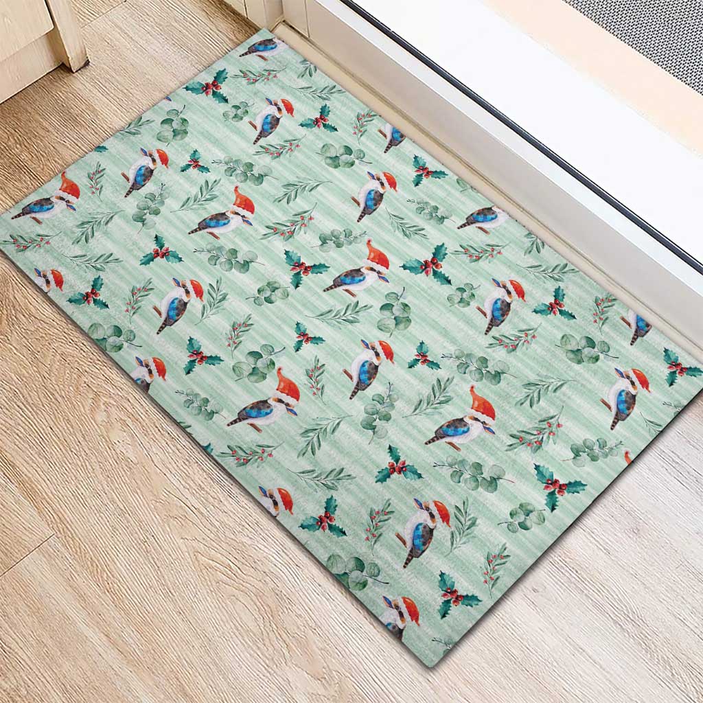 Australia Christmas Rubber Doormat Aussie Kookaburra Watercolor Seamless Style - Aussie Hoodie