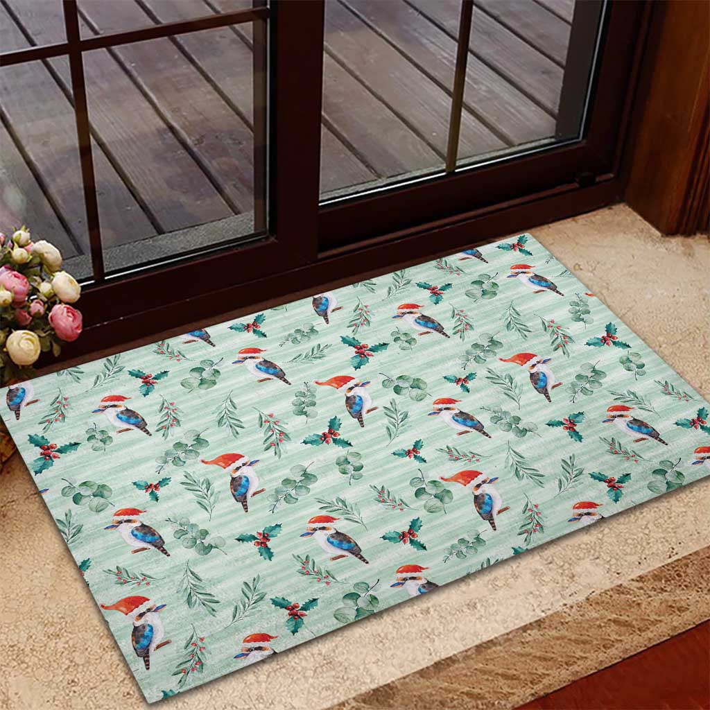 Australia Christmas Rubber Doormat Aussie Kookaburra Watercolor Seamless Style - Aussie Hoodie