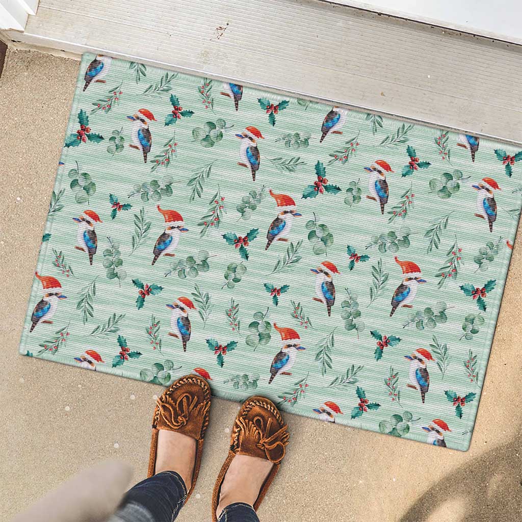 Australia Christmas Rubber Doormat Aussie Kookaburra Watercolor Seamless Style - Aussie Hoodie
