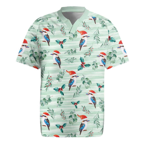 Australia Christmas Rugby Jersey Aussie Kookaburra Watercolor Seamless Style - Aussie Hoodie