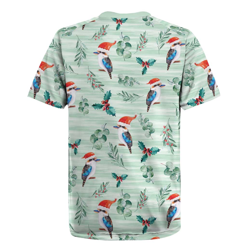 Australia Christmas Rugby Jersey Aussie Kookaburra Watercolor Seamless Style - Aussie Hoodie