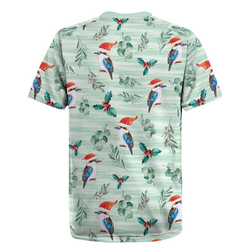 Australia Christmas Rugby Jersey Aussie Kookaburra Watercolor Seamless Style - Aussie Hoodie