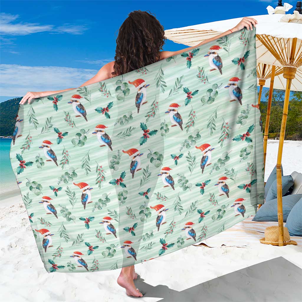 Australia Christmas Sarong Aussie Kookaburra Watercolor Seamless Style - Aussie Hoodie