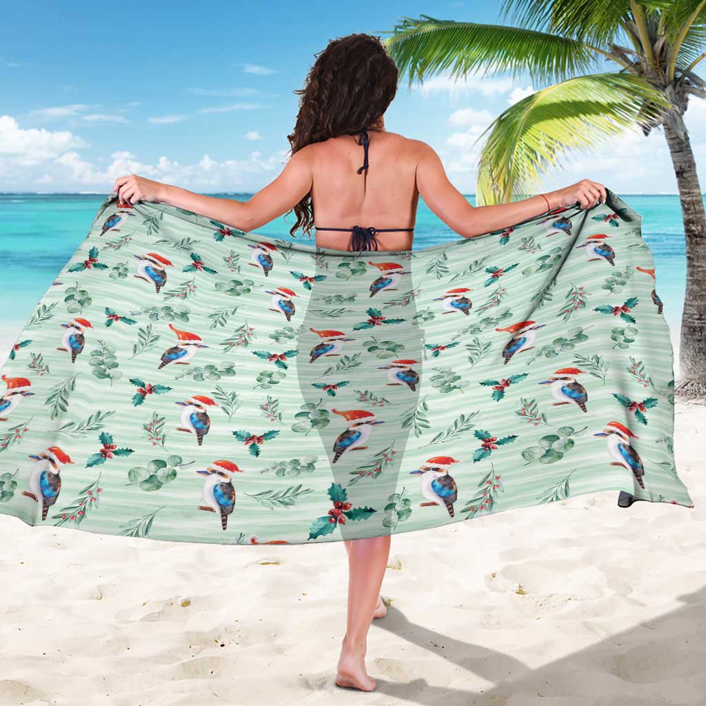 Australia Christmas Sarong Aussie Kookaburra Watercolor Seamless Style - Aussie Hoodie