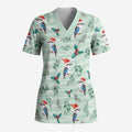 Australia Christmas Scrub Top Aussie Kookaburra Watercolor Seamless Style - Aussie Hoodie