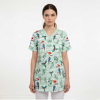 Australia Christmas Scrub Top Aussie Kookaburra Watercolor Seamless Style - Aussie Hoodie