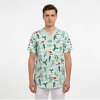 Australia Christmas Scrub Top Aussie Kookaburra Watercolor Seamless Style - Aussie Hoodie