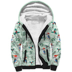 Australia Christmas Sherpa Hoodie Aussie Kookaburra Watercolor Seamless Style - Aussie Hoodie